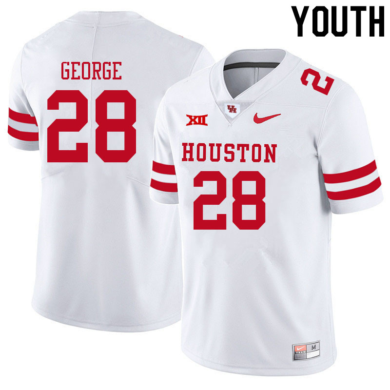 Youth #28 Brian George Houston Cougars College Big 12 Conference Football Jerseys Sale-White